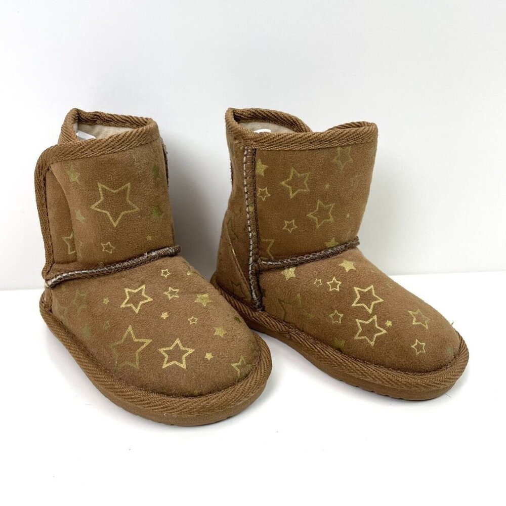 Teeny Toes Brown Boots With Gold Stars